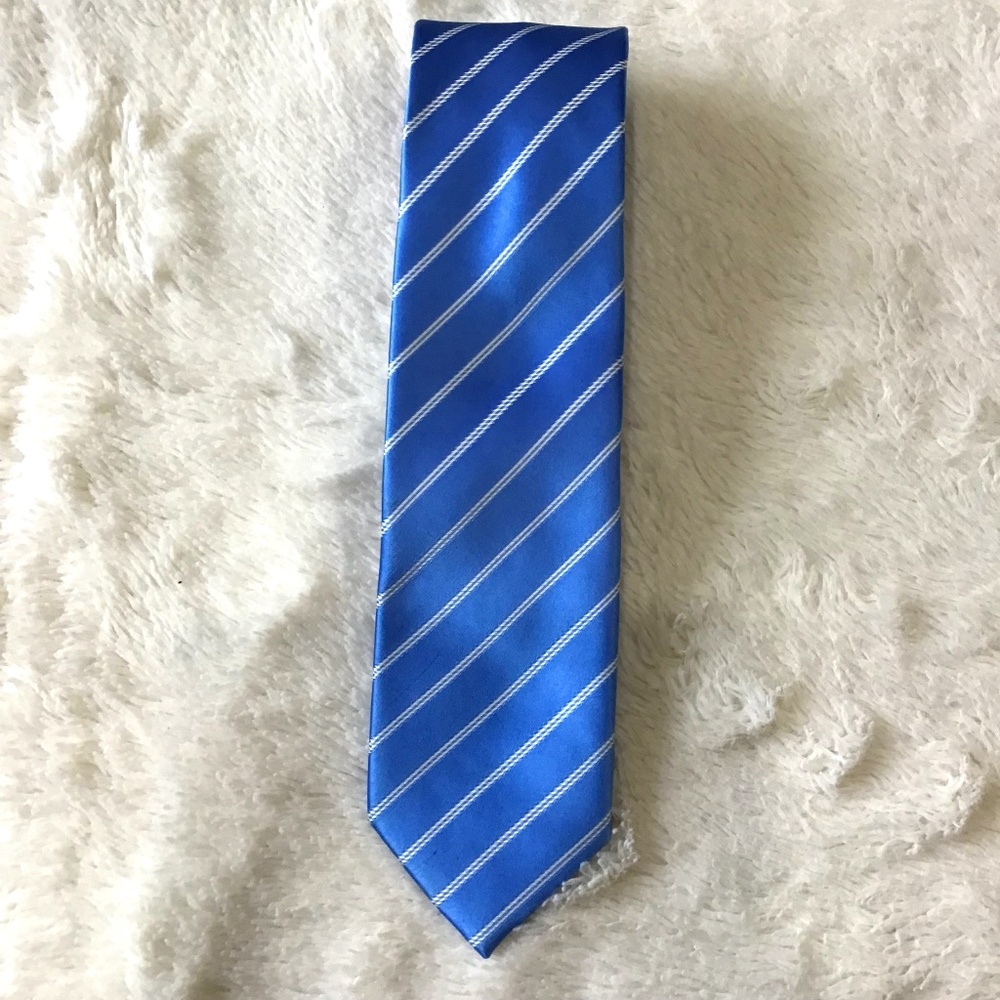 La Camiceria Silk Made In Italy Blue Texture Stripe Men Neck Tie Business Formal